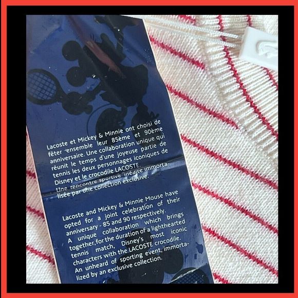 LACOSTE X DISNEY Collaboration Collector Minnie Striped Women Crewneck Sweater M - Picture 9 of 15